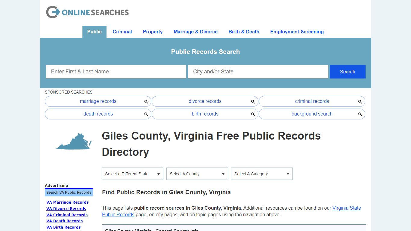 Giles County, Virginia Public Records Directory